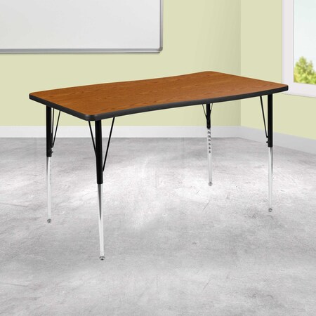 Flash Furniture Rectangle 28 W, 47.5 L, 30.25 H, Chrome, Laminate, Particleboard, Steel, Wood Grain XU-A3048-CON-OAK-T-A-GG